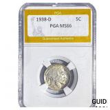 1938-D Buffalo Nickel PGA MS66