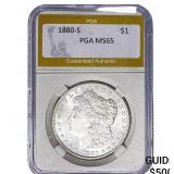 1880-S Morgan Silver Dollar PGA MS65