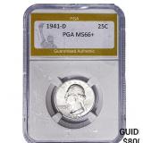1941-D Washington Silver Quarter PGA MS66+