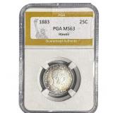 1883 Kingdom of Hawaii Quarter PGA MS63