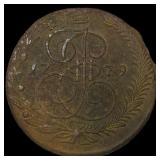 1779 Russia Catherine II Copper 5 Kopecks  NEARLY