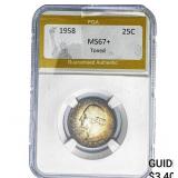 1958 Washington Silver Quarter PGA MS67+ Toned