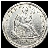 1853 Arrows Seated Liberty Silver Quarter CLOSELY