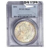 1891 Morgan Silver Dollar PCGS MS63