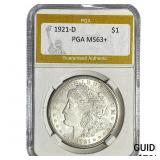 1921-D Morgan Silver Dollar PGA MS63+