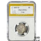1937-D Buffalo Nickel PGA XF45+ 3 Legs