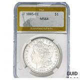 1885-CC Morgan Silver Dollar PGA MS64