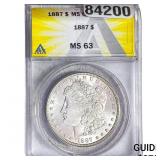 1887 Morgan Silver Dollar ANACS MS63