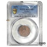 1830 Sweden Copper 1/6 Skilling PCGS MS63 RB