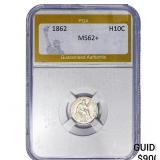 1862 Seated Liberty Half Dime PGA MS62+