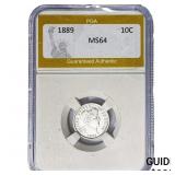 1889 Barber Dime PGA MS64