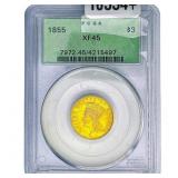 1855 $3 Gold Piece PCGS XF45