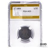 1806 Draped Bust Half Cent PGA AG3