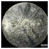 Mexico Silver 1 Peso Punch Marked NEARLY UNCIRCUL