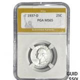1937-D Washington Silver Quarter PGA MS65