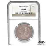 1936 Elgin Half Dollar NGC MS65