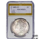 1885-CC Morgan Silver Dollar PGA MS63+