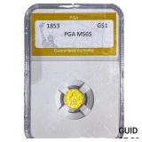 1853 Rare Gold Dollar PGA MS65