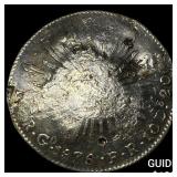 Mexico Silver 1 Peso Punch Marked NEARLY UNCIRCUL