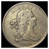 1806 Copper Half Cent Draped Bust NEARLY  UNCIRCU