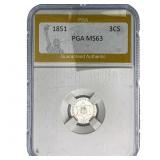 1851 Silver Three Cent PGA MS63