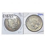 [2 Coins] 1894-1921 Morgan $1 & Peace $1