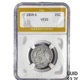 1859-S Seated Liberty Quarter PGA VF20