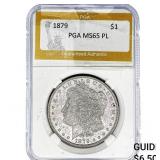 1879 Morgan Silver Dollar PGA MS65 PL