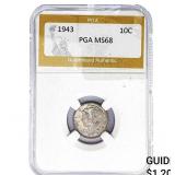 1943 Mercury Silver Dime PGA MS68