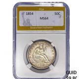 1854 Seated Liberty Half Dollar PGA MS64