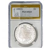 1880-S Morgan Silver Dollar PGA MS64