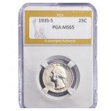 1935-S Washington Silver Quarter PGA MS65