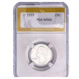 1935 Washington Silver Quarter PGA MS66