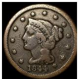 1844 Braided Hair Large Cent LIGHTLY CIRCULATED