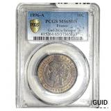 1896-A France  Copper 10 Centimes PCGS MS65 BN