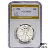 1939 Walking Liberty Half Dollar PGA MS64
