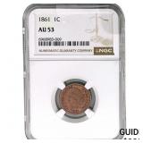 1861 Indian Head Cent NGC AU53
