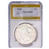 1928 Silver Peace Dollar PGA MS65