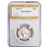 1932-S Washington Silver Quarter PGA MS64+