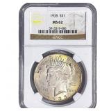 1935 Silver Peace Dollar NGC MS62