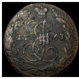 1763 Russia Catherine II Copper 5 Kopecks  NEARLY