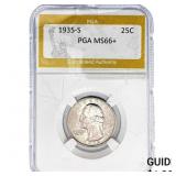 1935-S Washington Silver Quarter PGA MS66+