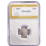 1865 Nickel Three Cent PGA MS65