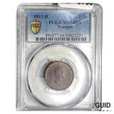 1811 Denmark Copper 2 Skilling PCGS MS64 BN