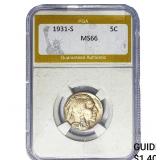 1931-S Buffalo Nickel PGA MS66