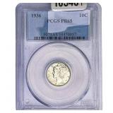 1936 Mercury Silver Dime PCGS PR65