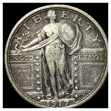 1917-S Silver Standing Liberty Quarter NEARLY UNCI