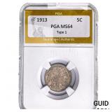 1913 Buffalo Nickel PGA MS64 Type 1