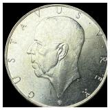 1938 Sweden Silver 2 Kroner UNCIRCULATED