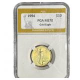 1994 1/4oz $10 Gold Eagle PGA MS70
